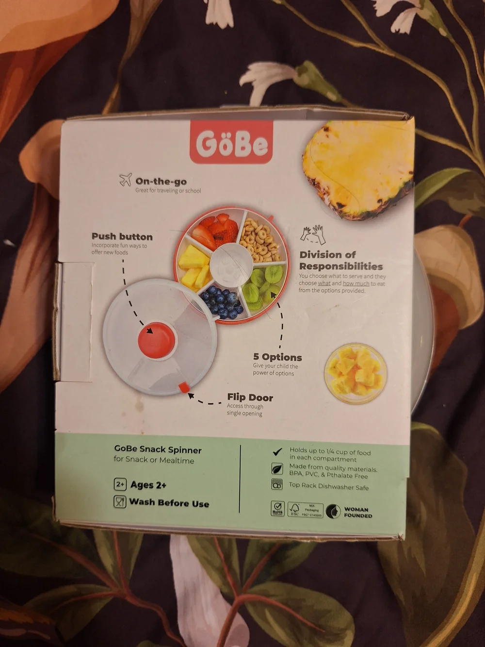Snack Spinner - White and Gray Kids Spill-Proof Snack Organizer